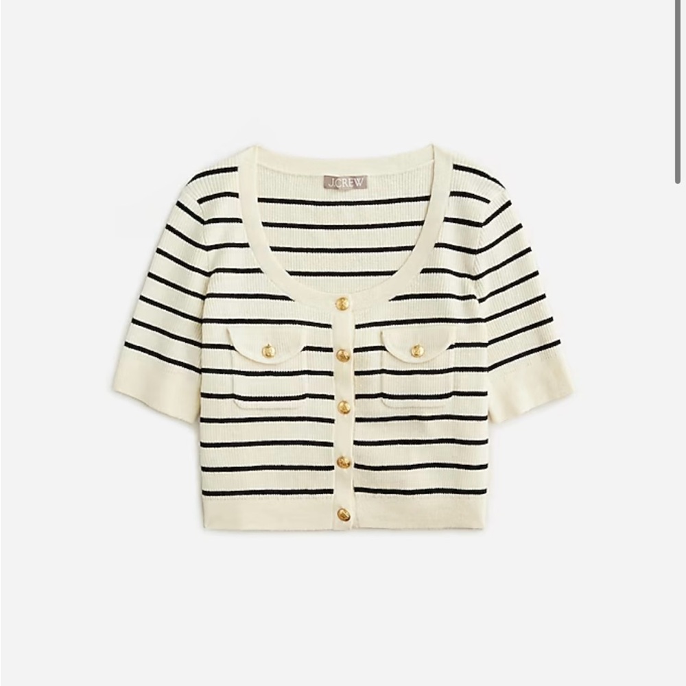 J. Crew Button-up sweater-tee in stripe